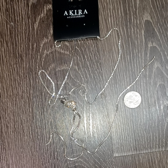 NWT Akira Sparkly Rhinostone Long Necklace with A Knot Detail - Picture 12 of 13